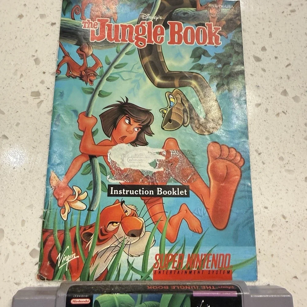 The Jungle Book Super Nintendo, 1991‎ Game & Manual Disney Vintage Gaming EUC